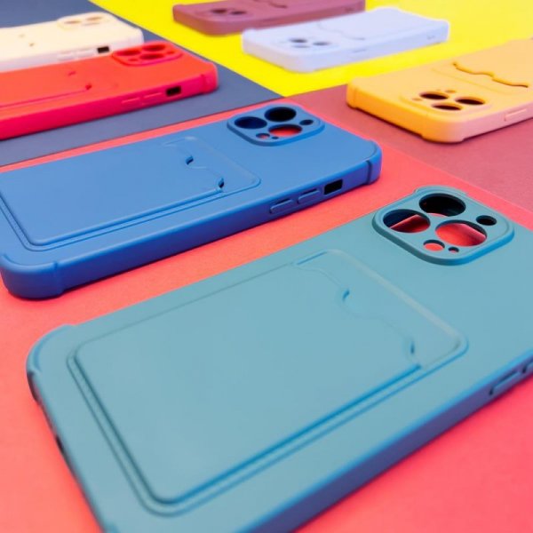 Card Armor Case etui pokrowiec do Samsung Galaxy A32 4G portfel na kartę silikonowe pancerne etui Air Bag pomarańczowy