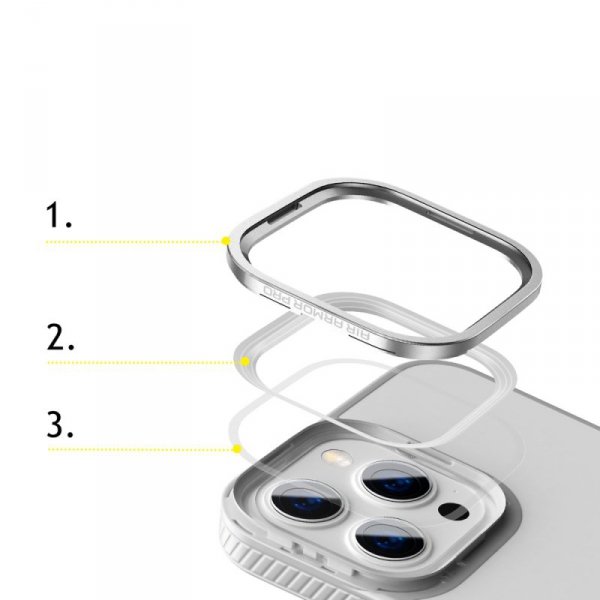 Baseus Crystal Phone Case pancerne etui do iPhone 13 Pro z żelową ramką szary (ARJT000413)