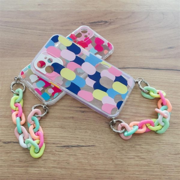 Color Chain Case żelowe elastyczne etui z łańcuchem łańcuszkiem zawieszką do iPhone 13 mini wielokolorowy (1)