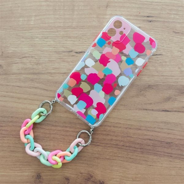 Color Chain Case żelowe elastyczne etui z łańcuchem łańcuszkiem zawieszką do iPhone 13 mini wielokolorowy (3)