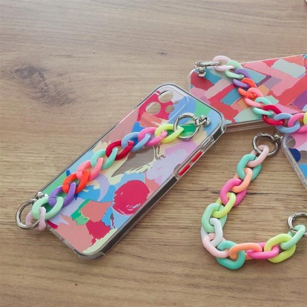 Color Chain Case żelowe elastyczne etui z łańcuchem łańcuszkiem zawieszką do iPhone 13 mini wielokolorowy (3)