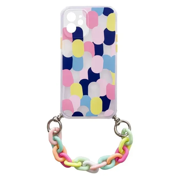 Color Chain Case żelowe elastyczne etui z łańcuchem łańcuszkiem zawieszką do Samsung Galaxy A42 5G wielokolorowy (1)
