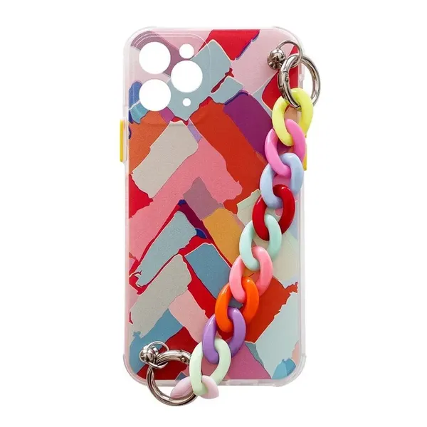 Color Chain Case żelowe elastyczne etui z łańcuchem łańcuszkiem zawieszką do Samsung Galaxy S21+ 5G (S21 Plus 5G) wielokolorowy 