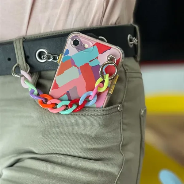 Color Chain Case żelowe elastyczne etui z łańcuchem łańcuszkiem zawieszką do Xiaomi Redmi Note 10 5G wielokolorowy (2)