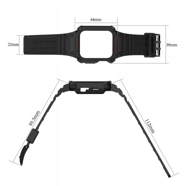 Pasek z etui ochronnym Protect Strap Band do Apple Watch 38 / 40 / 41 mm opaska obudowa pancerna - przeroczysty, różowe złoto
