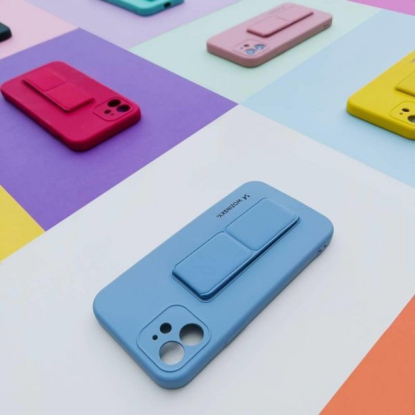 Wozinsky Kickstand Case silikonowe etui z podstawką iPhone 13 mini różowe