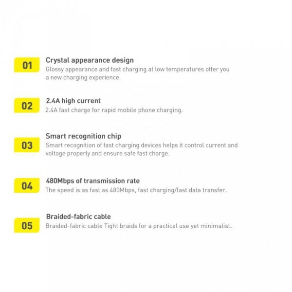 Baseus Crystal Shine Series kabel przewód USB do szybkiego ładowania i transferu danych USB Typ A - Lightning 2,4A 1,2m czarny (