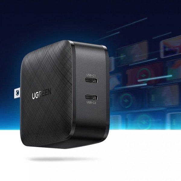Ugreen ładowarka sieciowa 2x USB Typ C 66W Power Delivery 3.0 Quick Charge 4.0+ czarny (CD216)
