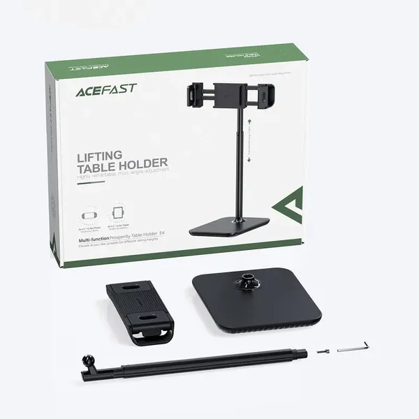 Acefast teleskopowy uchwyt do telefonu i tabletu (135-230mm szer.) na biurko 360° czarny (E4 black)