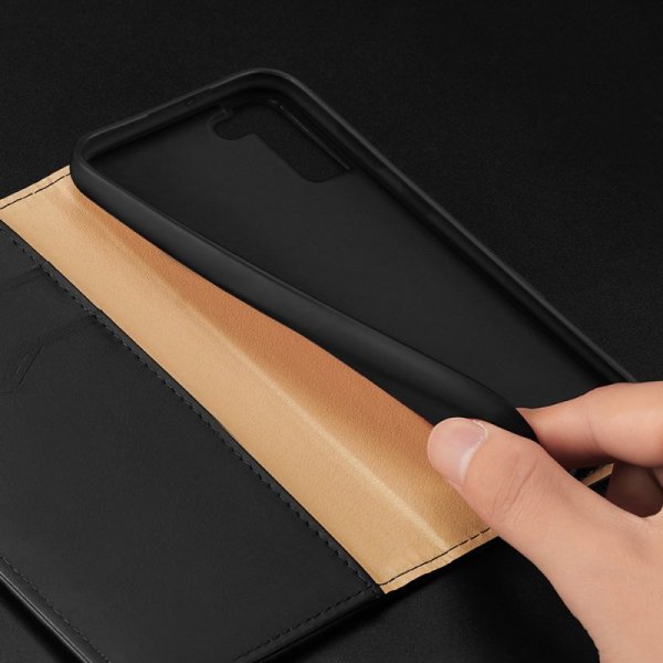 Dux Ducis Hivo skórzane etui z klapką pokrowiec ze skóry naturalnej portfel na karty i dokumenty Samsung Galaxy S22+ (S22 Plus) 