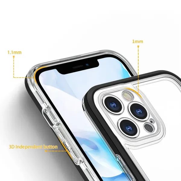 Clear 3in1 etui do iPhone 12 Pro Max żelowy pokrowiec z ramką czarny