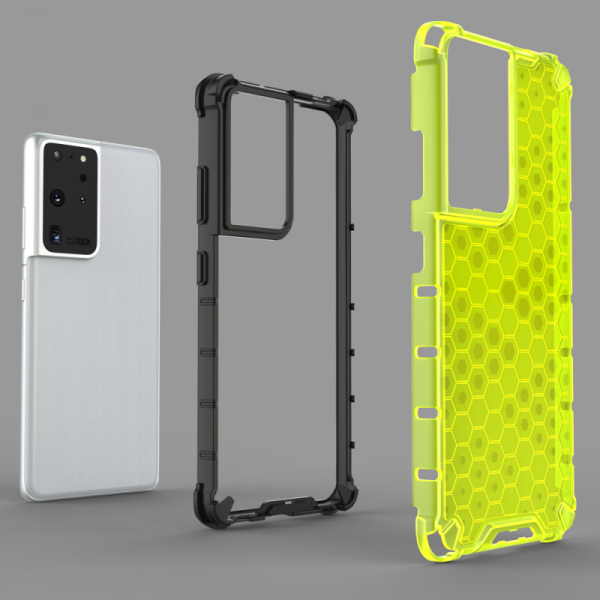 Honeycomb etui pancerny pokrowiec z żelową ramką Samsung Galaxy S22 Ultra przezroczysty