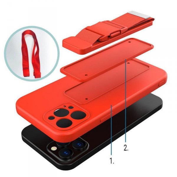 Rope Case silikonowe etui ze smyczą torebka smycz pasek do Samsung Galaxy S22 czerwony