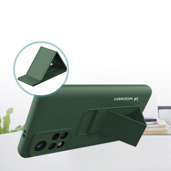 Wozinsky Kickstand Case silikonowe etui z podstawką etui Xiaomi Poco M4 Pro 5G czerwone