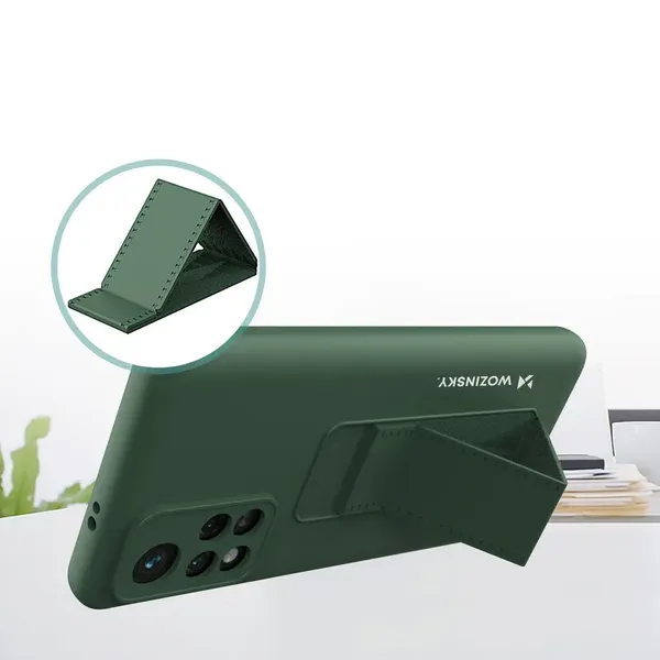 Wozinsky Kickstand Case silikonowe etui z podstawką etui Xiaomi Poco M4 Pro 5G różowe