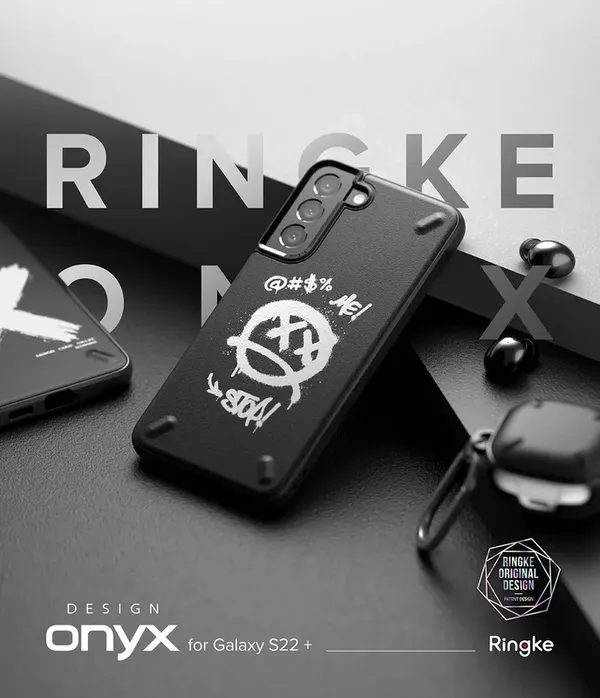 Ringke Onyx Design wytrzymałe etui pokrowiec Samsung Galaxy S22+ (S22 Plus) czarny (Graffiti) ()