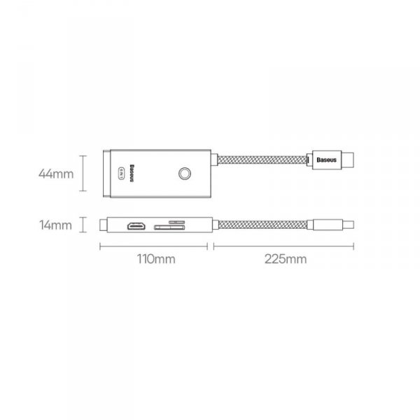 Baseus Lite Series wielofunkcyjny HUB USB Typ C - 2 x USB 3.0 / USB Typ C / HDMI 1,4 / SD/TF OTG czarny (WKQX050001)