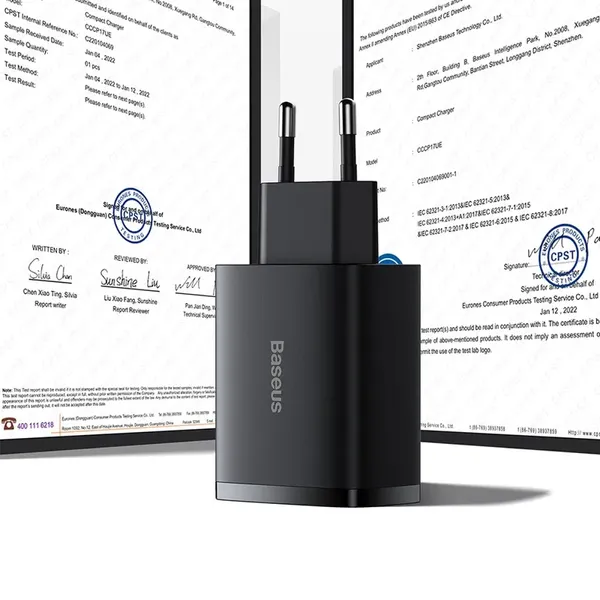 Baseus Compact ładowarka sieciowa 3x USB 17W czarny (CCXJ020101)