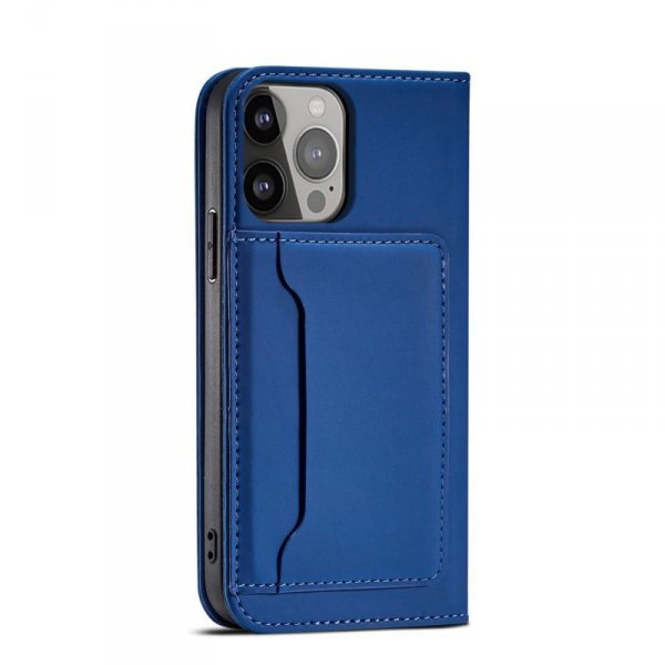 Magnet Card Case etui do iPhone 13 pokrowiec portfel na karty kartę podstawka niebieski