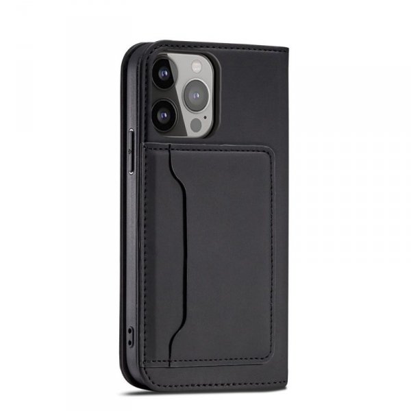Magnet Card Case etui do iPhone 13 Pro pokrowiec portfel na karty kartę podstawka czarny