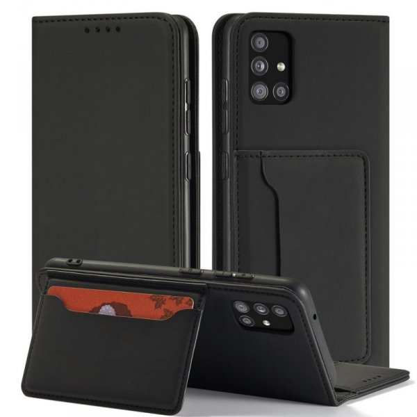 Magnet Card Case etui do Xiaomi Redmi Note 11 pokrowiec portfel na karty kartę podstawka czarny