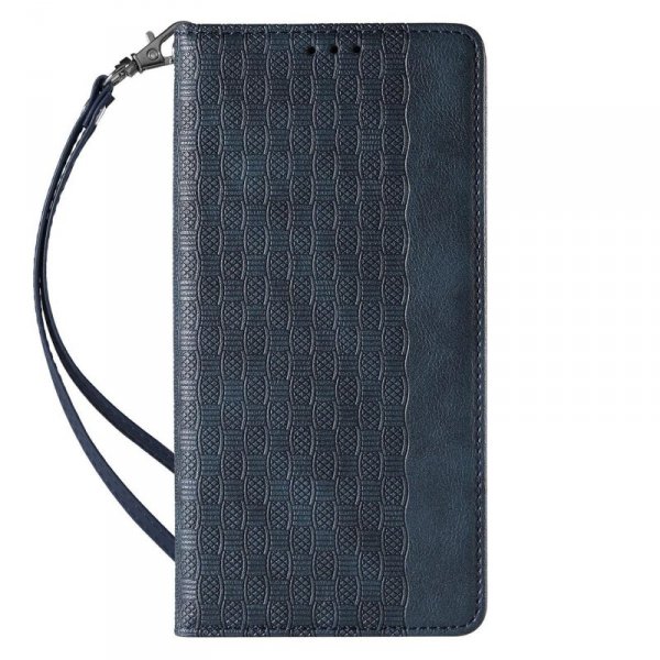 Magnet Strap Case etui do iPhone 12 Pro pokrowiec portfel + mini smycz zawieszka niebieski