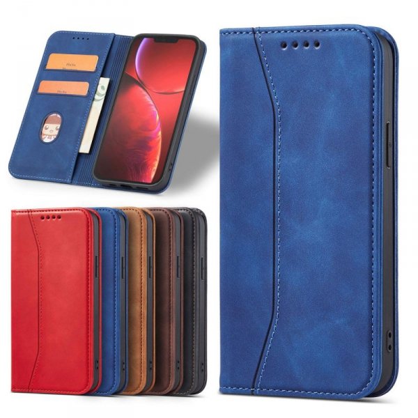 Magnet Fancy Case etui do iPhone 13 Pro Max pokrowiec portfel na karty kartę podstawka niebieski