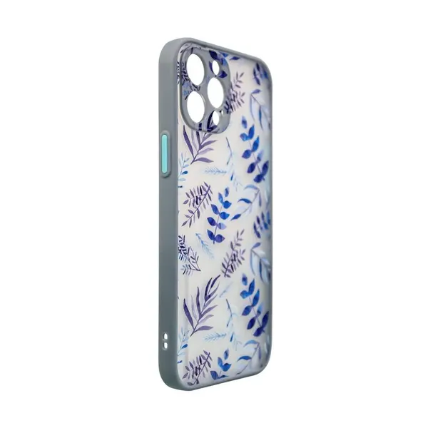 Design Case etui do iPhone 12 Pro Max pokrowiec w kwiaty ciemnoniebieski