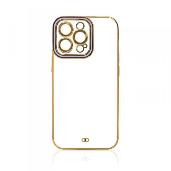 Fashion Case etui do Samsung Galaxy A12 5G żelowy pokrowiec ze złotą ramką fioletowy