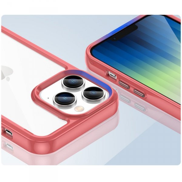 Outer Space Case etui iPhone 14 Pro Max sztywny pokrowiec z żelową ramką czerwony