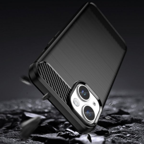 Carbon Case etui iPhone 14 elastyczny żelowy pokrowiec na tył plecki czarny