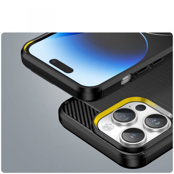 Carbon Case etui iPhone 14 Pro Max elastyczny żelowy pokrowiec na tył plecki czarny