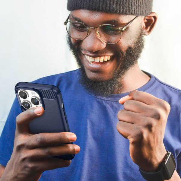 Carbon Case etui iPhone 14 Pro Max elastyczny żelowy pokrowiec na tył plecki niebieski