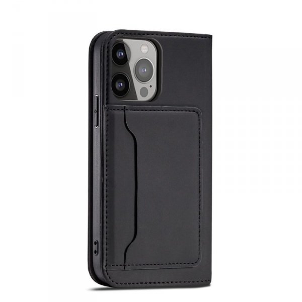 Magnet Card Case etui iPhone 14 Plus pokrowiec z klapką portfel podstawka czarne