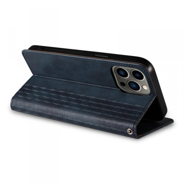 Magnet Strap Case etui iPhone 14 Plus pokrowiec z klapką portfel mini smycz podstawka niebieskie