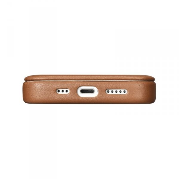 DUPLIKAT: iCarer CE Premium Leather Folio Case skórzane etui iPhone 14 z klapką magnetyczne MagSafe brązowy (WMI14220713-BN)
