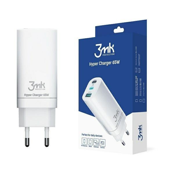 3MK HyperCharger 65W 2xUSB-C + 1xUSB-Aładowarka sieciowa GAN, PD+QC