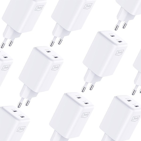3MK Hyper Charger PD 45W ład. sieć.biała/white + 2x USB-C Cables