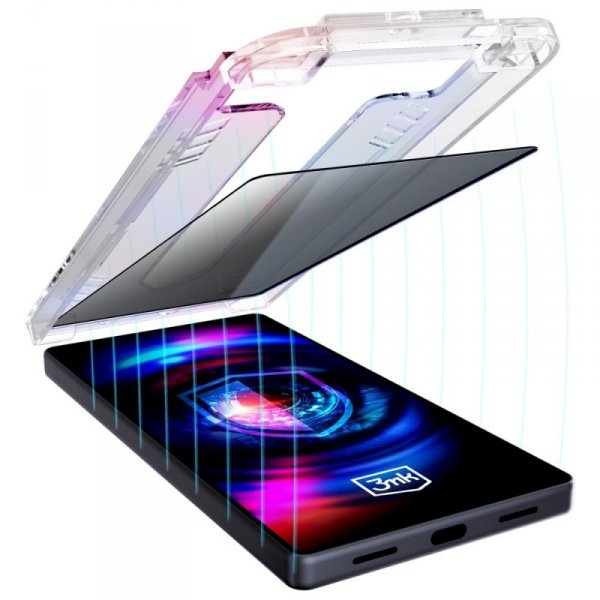 Szkło hartowane 3MK HardGlass Max        Privacy z aplikatorem do Apple iPhone 15/16