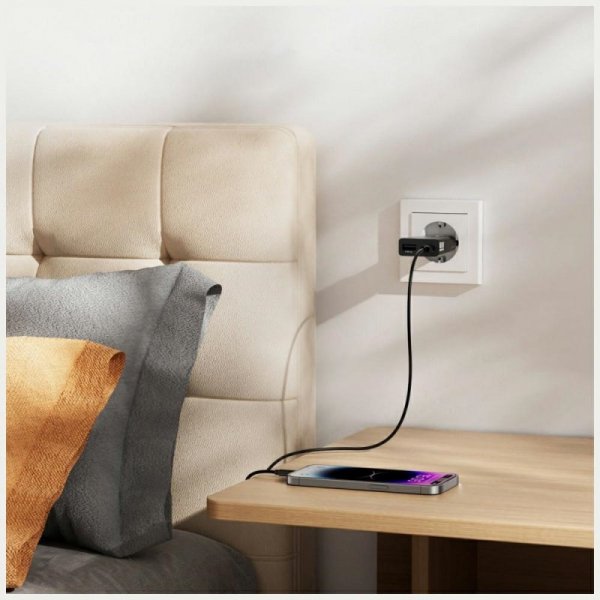 Ładowarka sieciowa 4smarts FlatPlug Duos 30W GaN USB-C/USB-A czarny