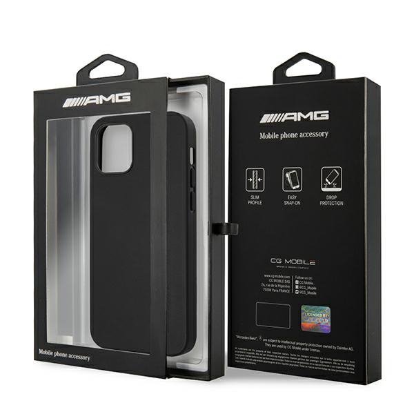AMG AMHCP12LDOLBK iPhone 12 Pro Max 6,7&quot; czarny/black hardcase Leather Hot Stamped