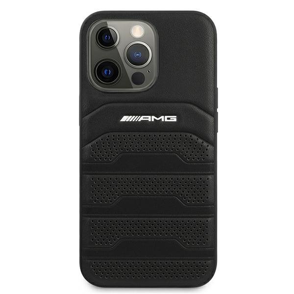 AMG AMHCP13LGSEBK iPhone 13 Pro / 13 6,1&quot; czarny/black hardcase Leather Debossed Lines