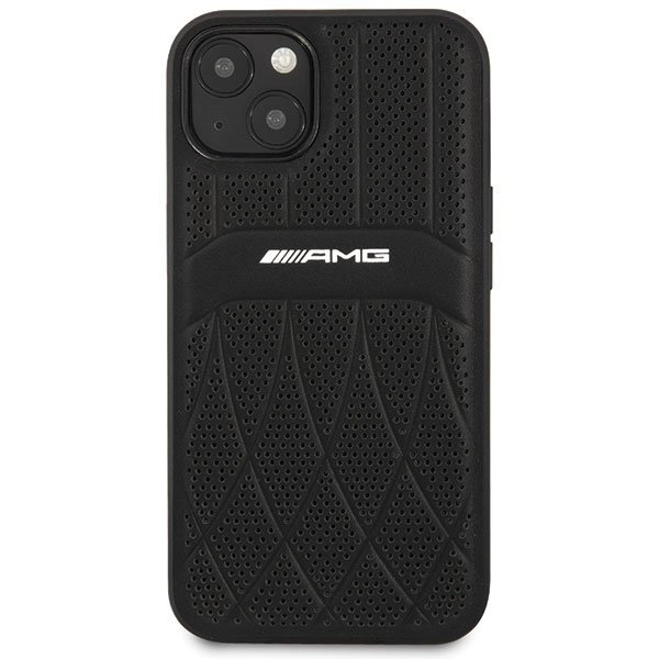 AMG AMHCP13MOSDBK iPhone 13 / 14 / 15 6.1&quot; czarny/black hardcase Leather Curved Lines