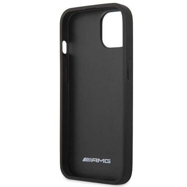 AMG AMHCP13MOSDBK iPhone 13 / 14 / 15 6.1&quot; czarny/black hardcase Leather Curved Lines
