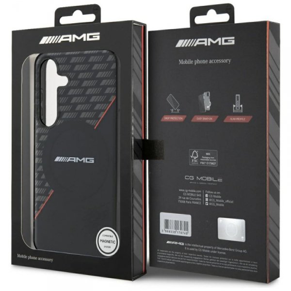 Etui AMG Double Layer Rhombs MagSafe do  Samsung Galaxy S25+ czarno-czerwony