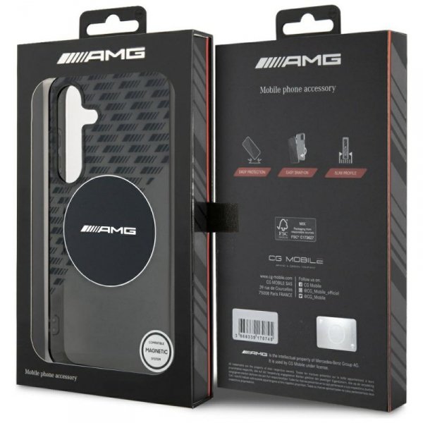 Etui AMG Transparent Rhombs MagSafe do   Samsung Galaxy S25 czarny