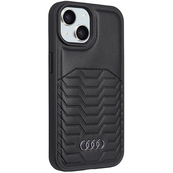 Audi Synthetic Leather MagSafe iPhone 15 / 14 / 13 6.1&quot; czarny/black hardcase AU-TPUPCMIP15-GT/D3-BK