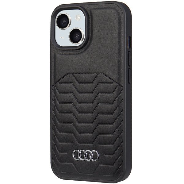 Audi Synthetic Leather MagSafe iPhone 15 Plus / 14 Plus 6.7&quot; czarny/black hardcase AU-TPUPCMIP15M-GT/D3-BK