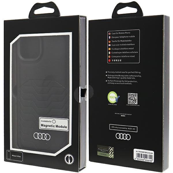 Audi Synthetic Leather MagSafe iPhone 15 Plus / 14 Plus 6.7&quot; czarny/black hardcase AU-TPUPCMIP15M-GT/D3-BK
