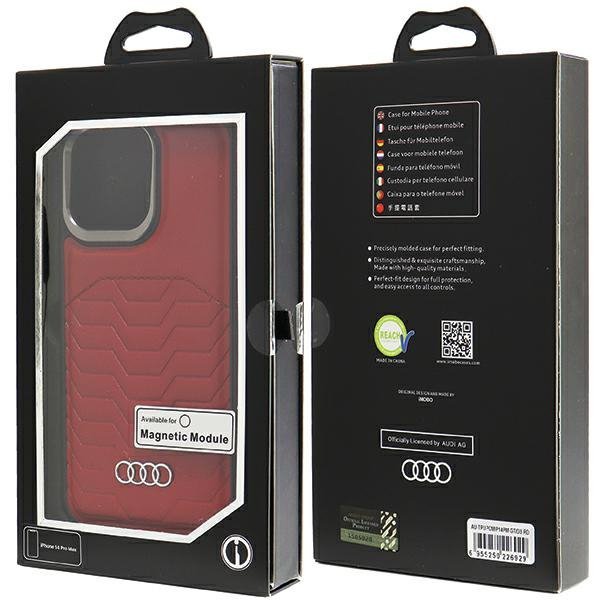 Audi Synthetic Leather MagSafe iPhone 14 Pro Max 6.7&quot; czerwony/red hardcase AU-TPUPCMIP14PM-GT/D3-RD